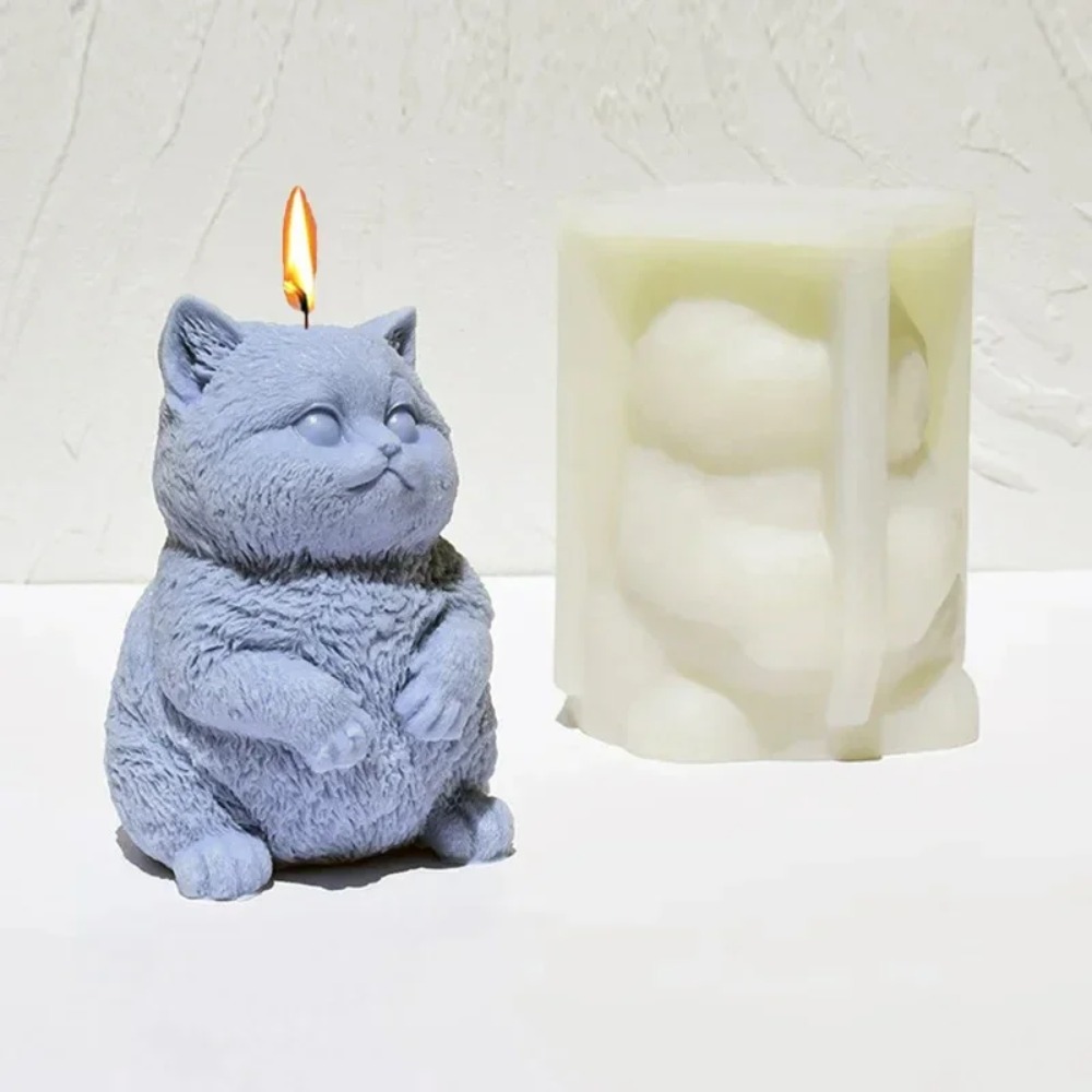 Candle Making Fat - 3D Fat Cat Aromatherapie-Kerzenform aus Silikon,
